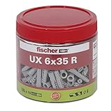 fischer Universaldübel UX 6 x 35 R, handliche Runddose...